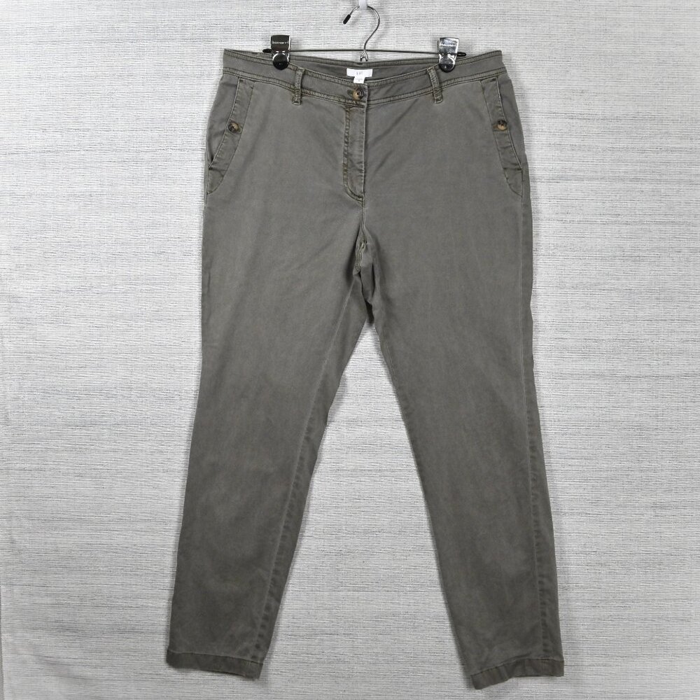 J.Jill Soft Lightweight Tencel Stretch Light Green Chino Khaki Cargo Pants Sz 14